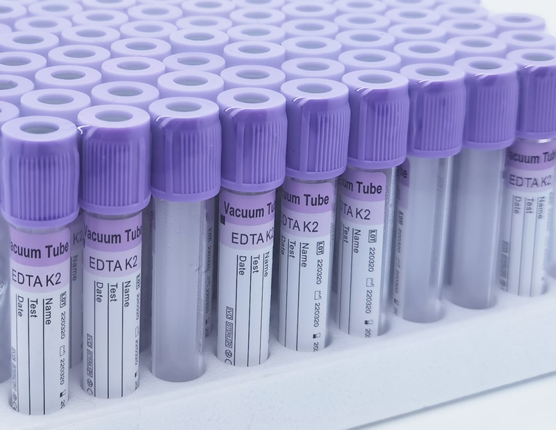 Tubo de coleta de sangue EDTA K2