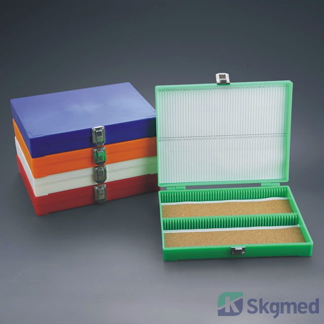 Bo&icirc;tes de rangement pour lame de microscope 100 places (serrure m&eacute;tallique)
